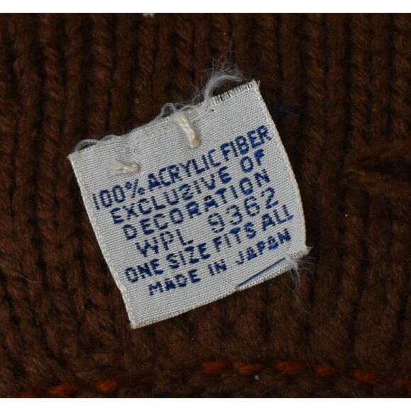 1980s Brown & Orange Acrylic Knit Silver GrommetsWomen's Mittens Made in Japan - Picture 4 of 5